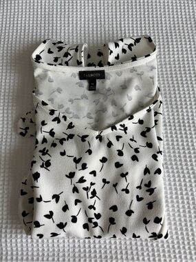 Talbots White and Black Floral V-Neck Camisole